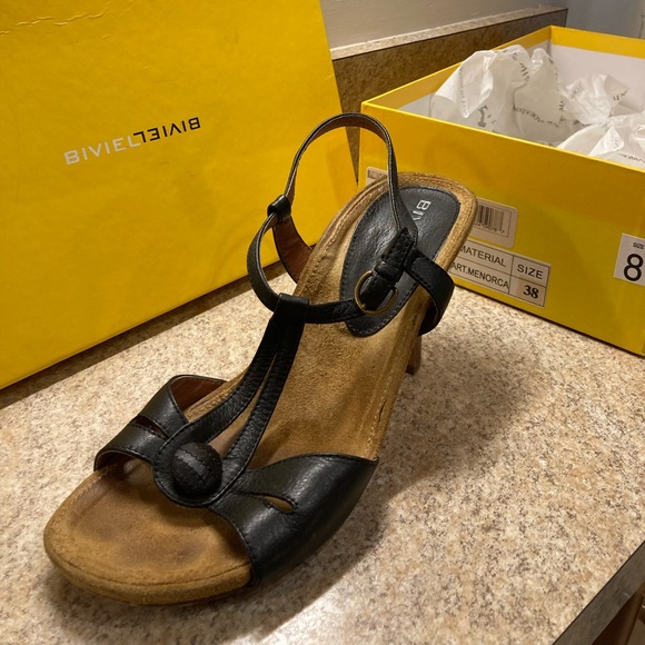 Strappy heeled black sandals. Anthropologie. - Picture 2 of 5